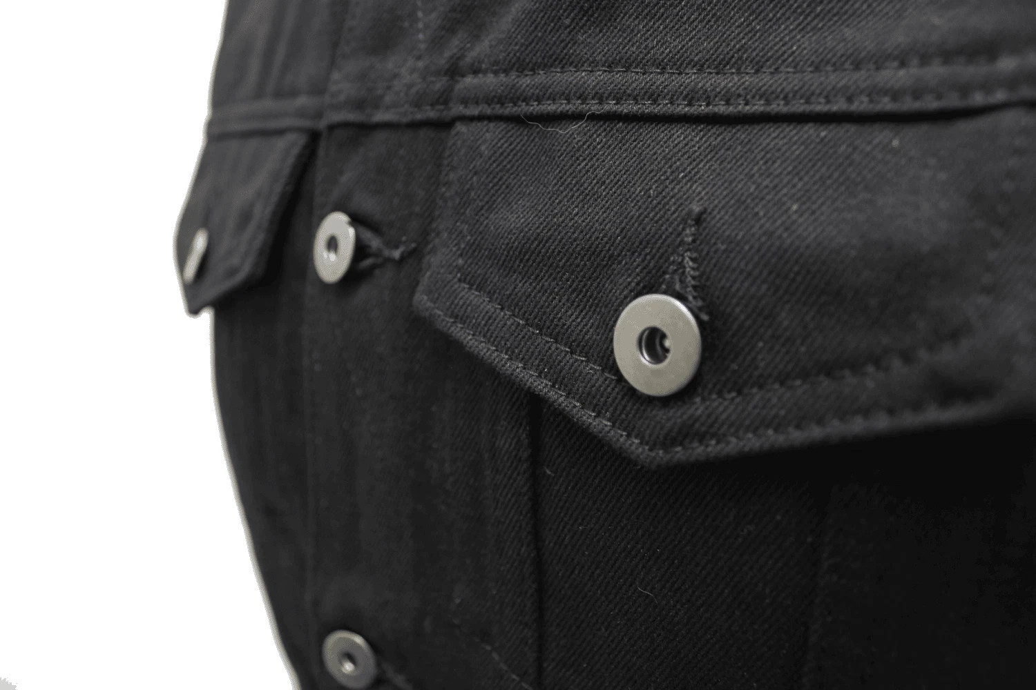 MEN’S HOODED DENIM BIKER VEST JACKET BLACK WASHED DENIM W/DETACHABLE HOODIE.