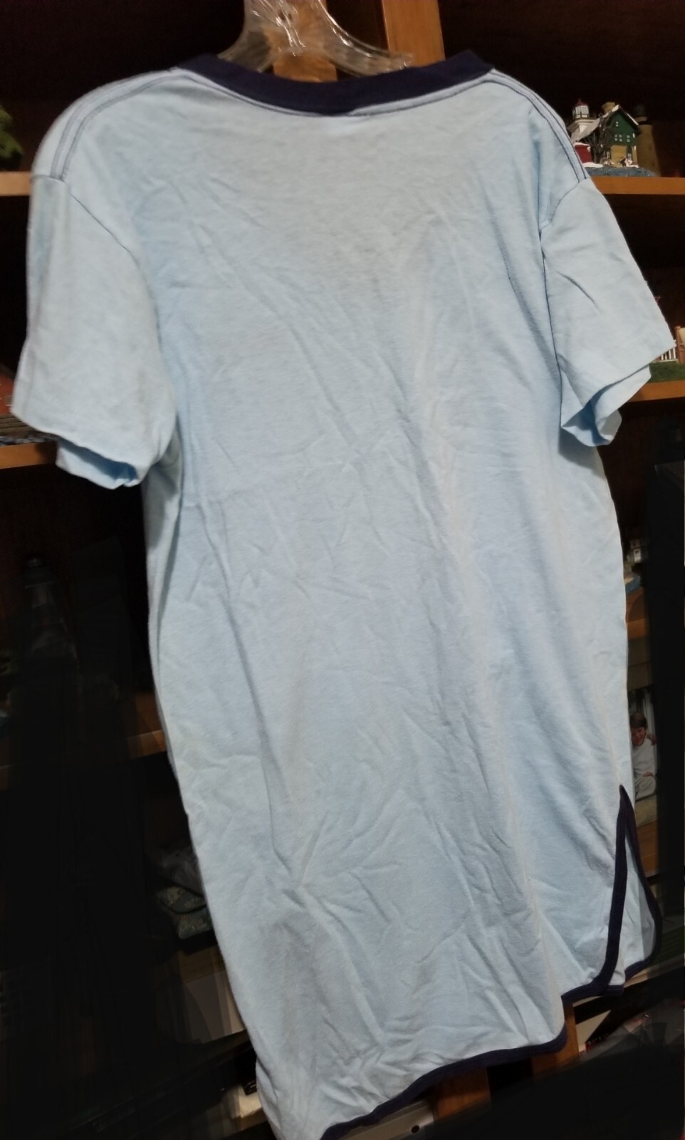Vintage 1980’s CHED by Anvil BMW Nightgown Baby Blue with Navy Trim One Size