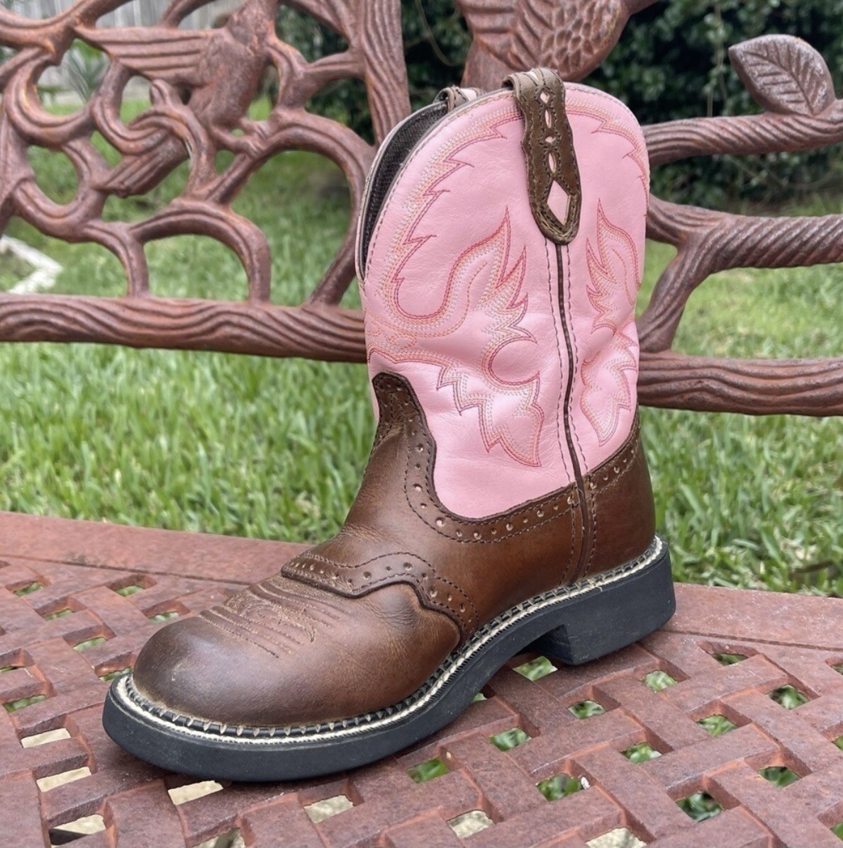 Justin Boots Gypsy Women’s Sz 6 1/2 M Western Cowgirl L9901 Pink & Brown Boots