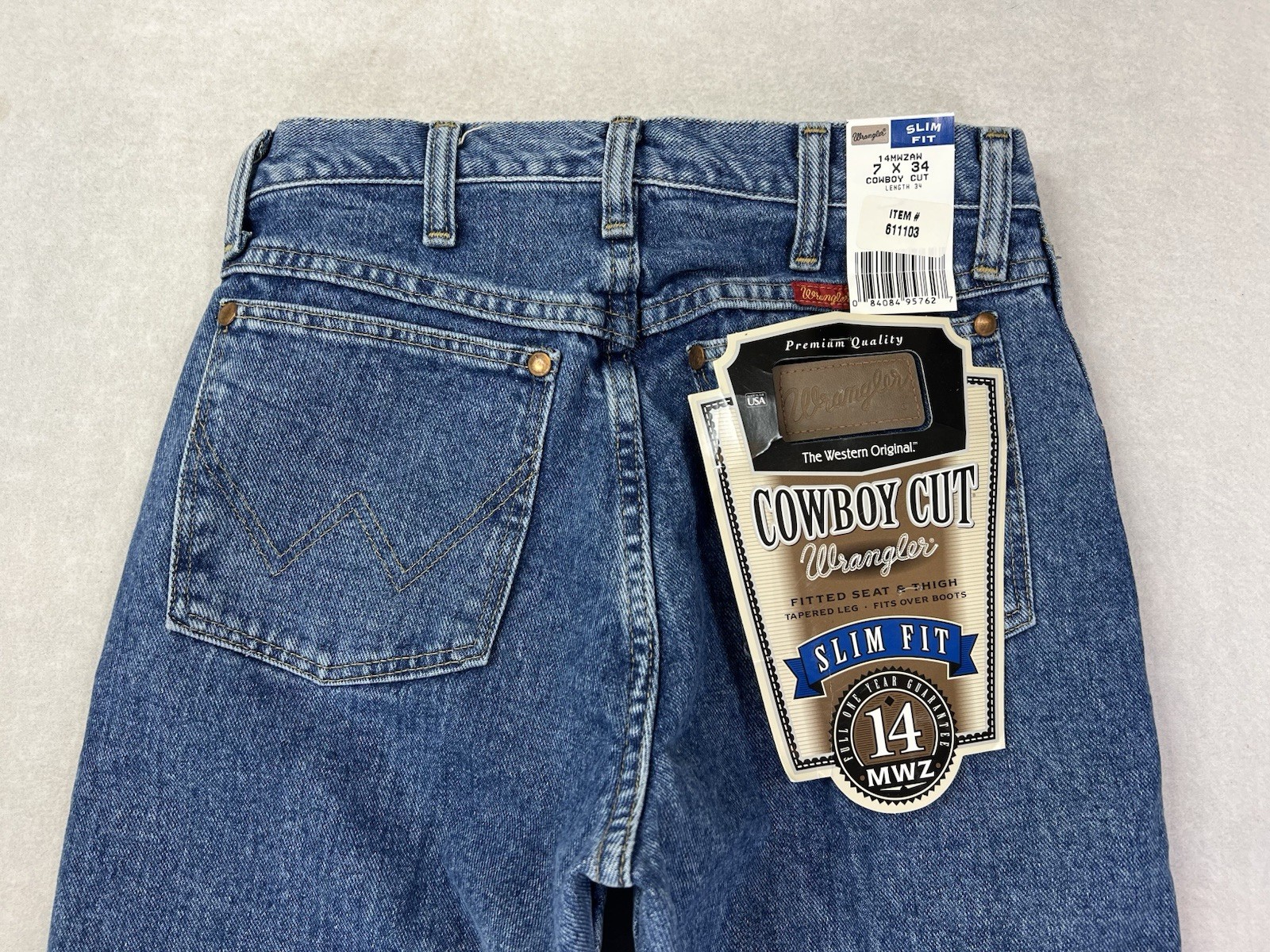 Lot of 2 Vintage Wrangler 14MWZ Jeans Women’s 7×34 Cowboy Cut Slim Fit Blue New