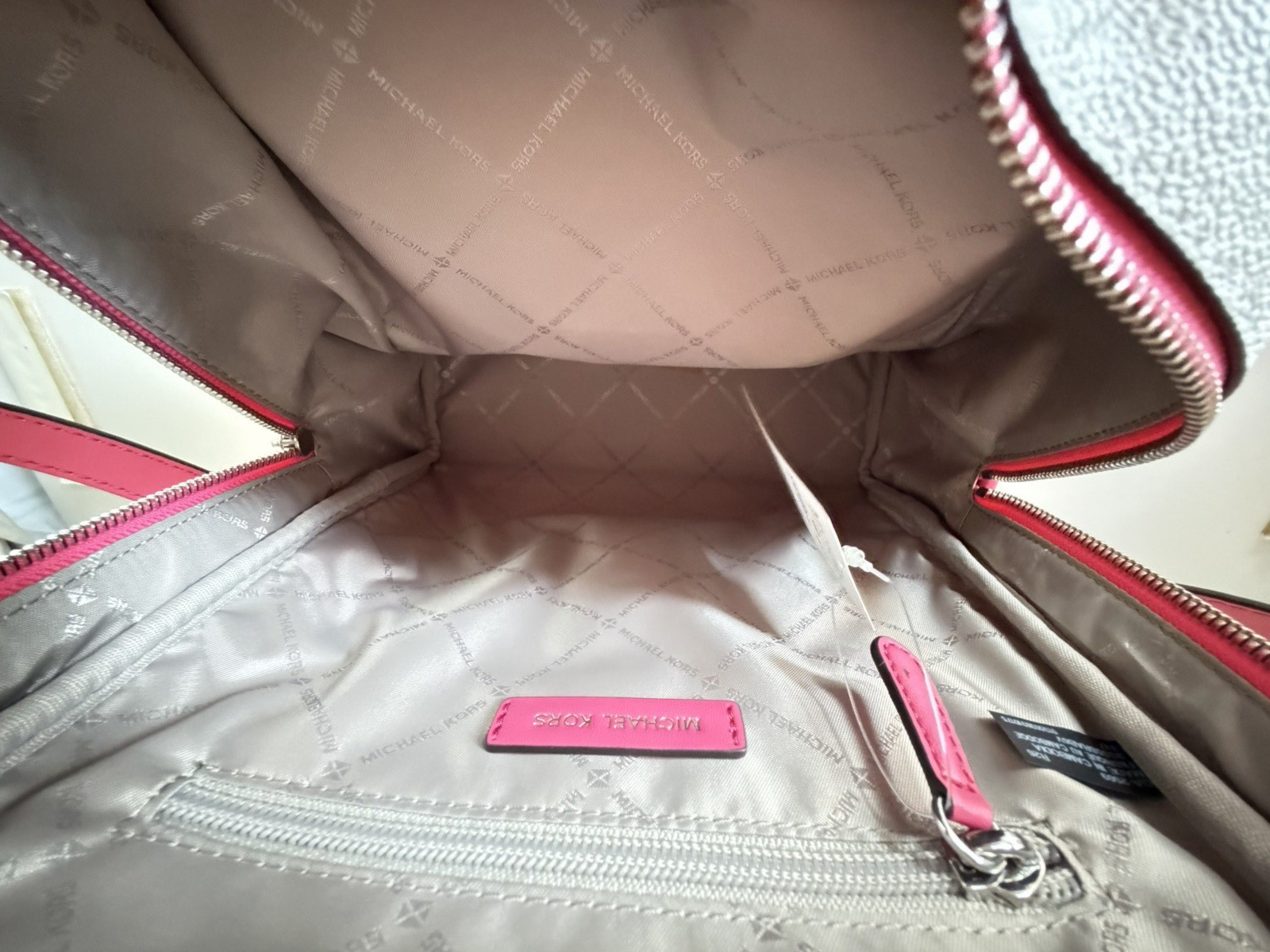 Michael Kors Rhea Medium Zip Backpack MK Color-Block Hibiscus Multi