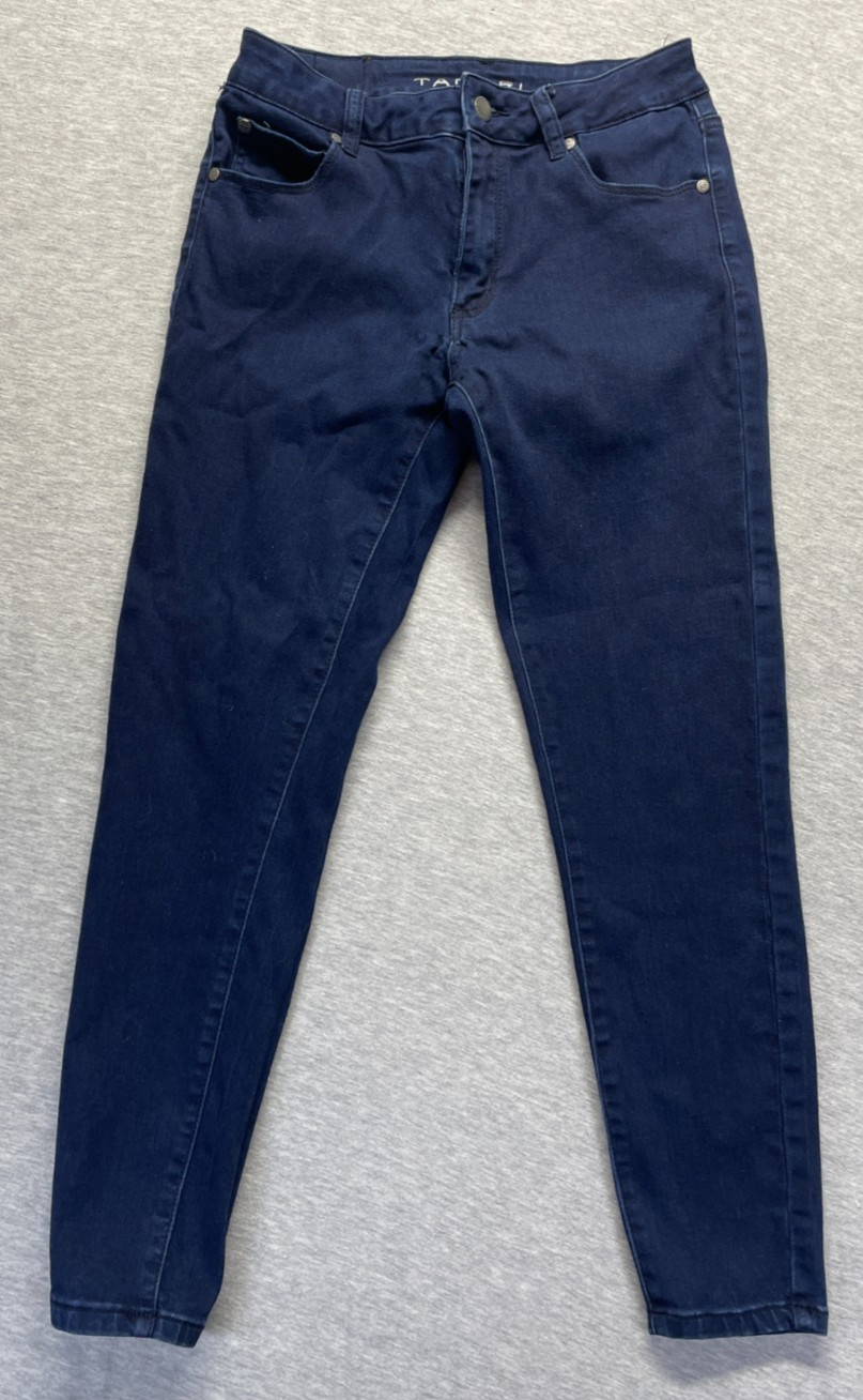 Tahari Jeans Women 6/28 Blue Denim Cotton Dark Wash Slim Fit Mid Rise Skinny Leg