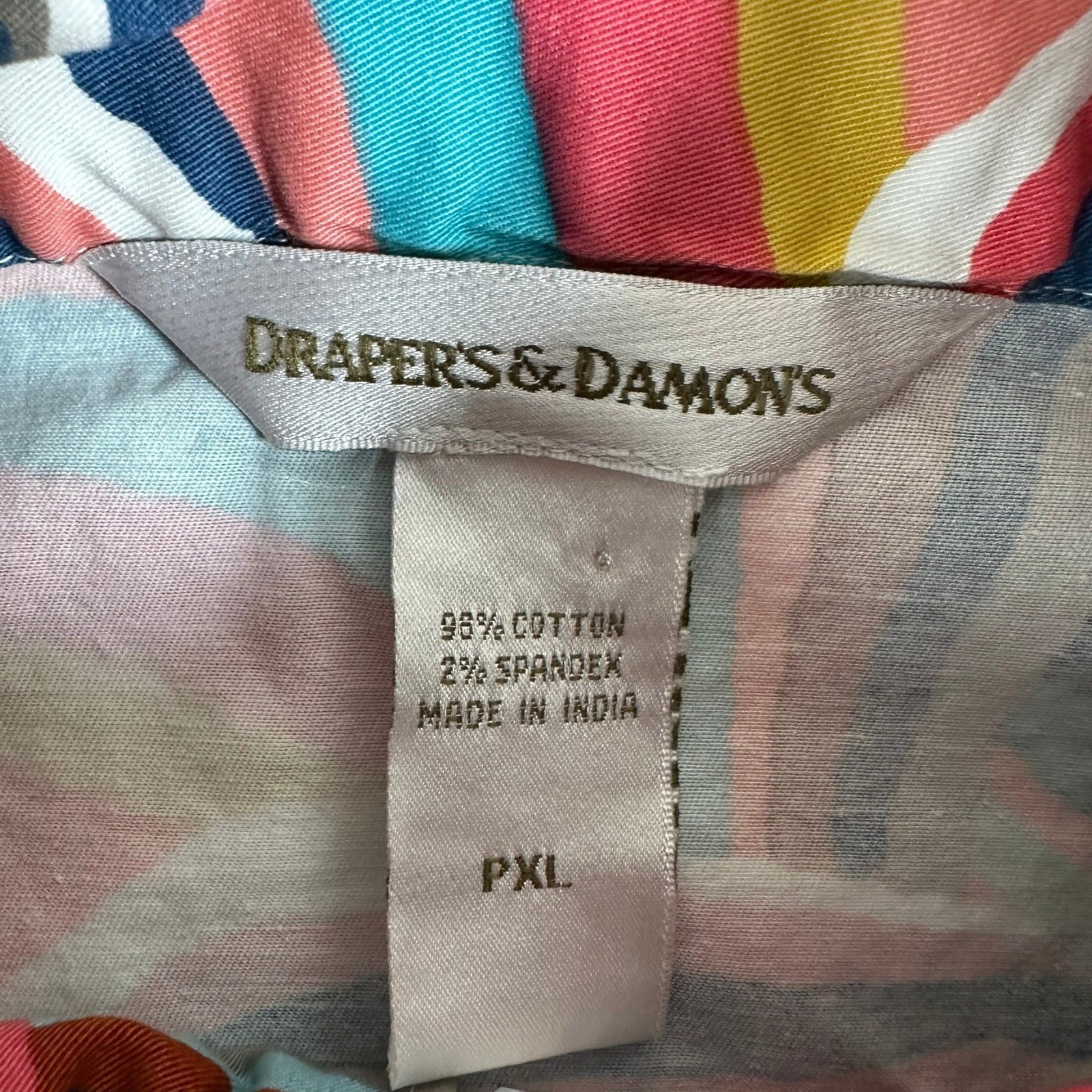 Drapers & Damons Womens PXL Full Zip Jacket Colorful Abstract Print Collared