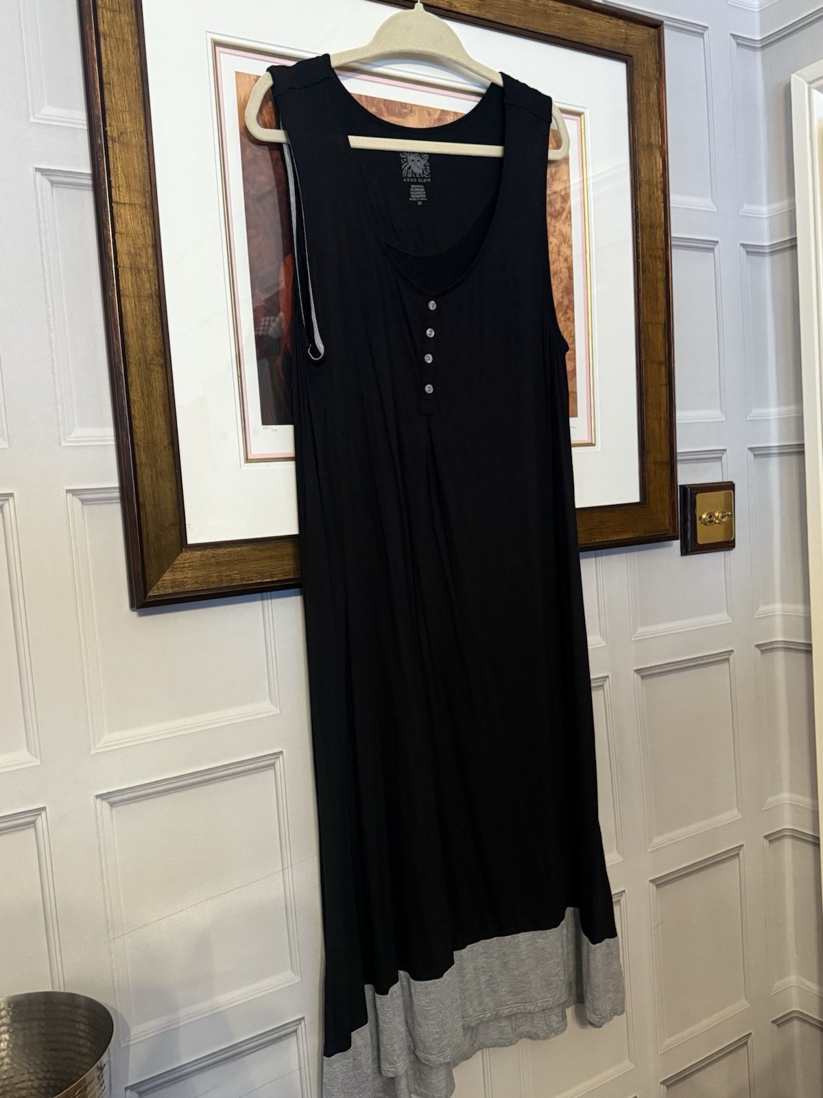 Anne Klein Ladies Dress Size 2XL Black and Grey Sleeveless Jersey Midi Summer