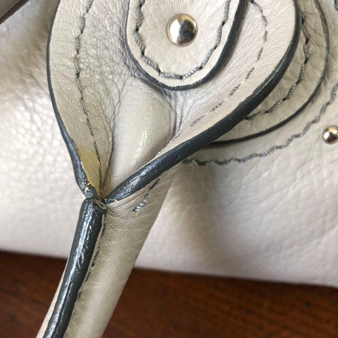 Chloe Paddington White Leather Satchel Bag w/Padlock Rare Vintage Auth