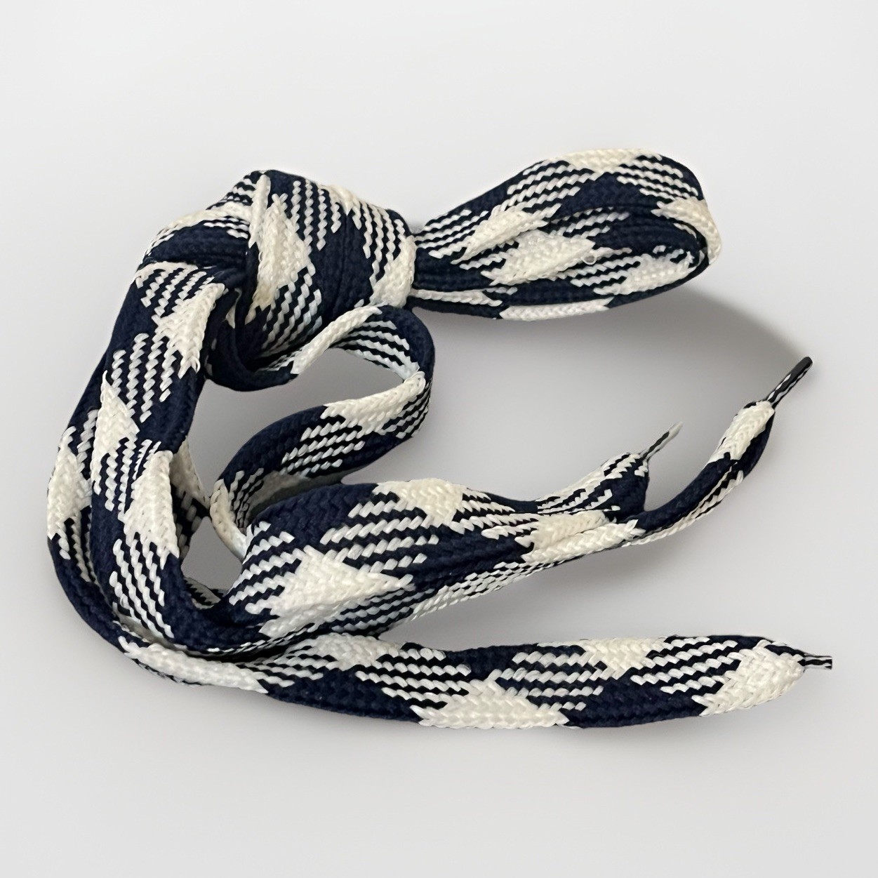 Shoe Laces Wide Fat Flat 45 inches Argyle Shoelaces 80s Vintage Blue White NwoT