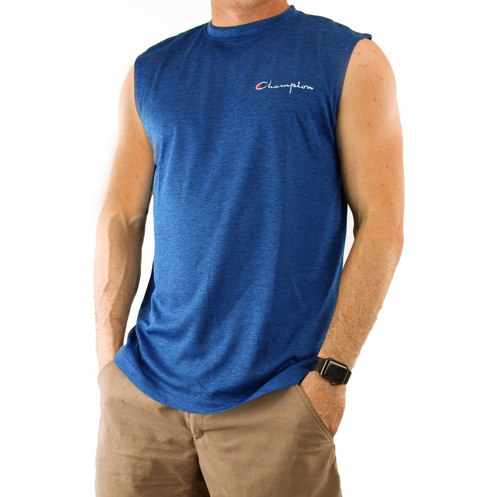 Champion Men’s Muscle T-Shirt Sleeveless Double Dry Moisture Wicking Sports Tee