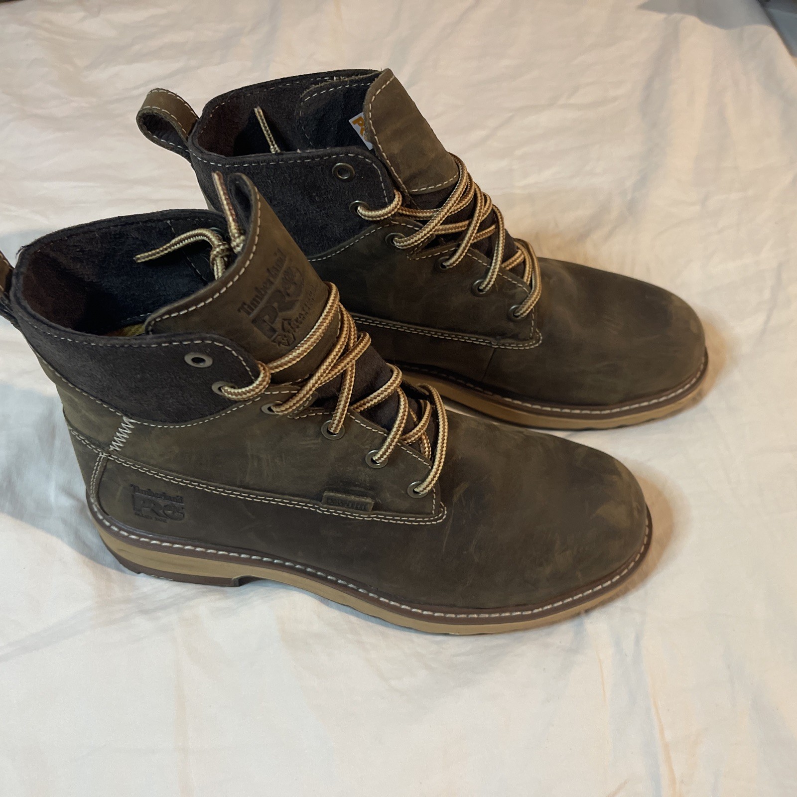 Timberland PRO Womens 8.5 Hightower Alloy Safety Toe Waterproof Work Boots Brown