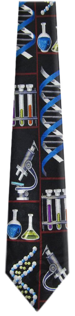 Men’s Science Microscope Beaker Flask DNA Chemistry Teacher Novelty Necktie
