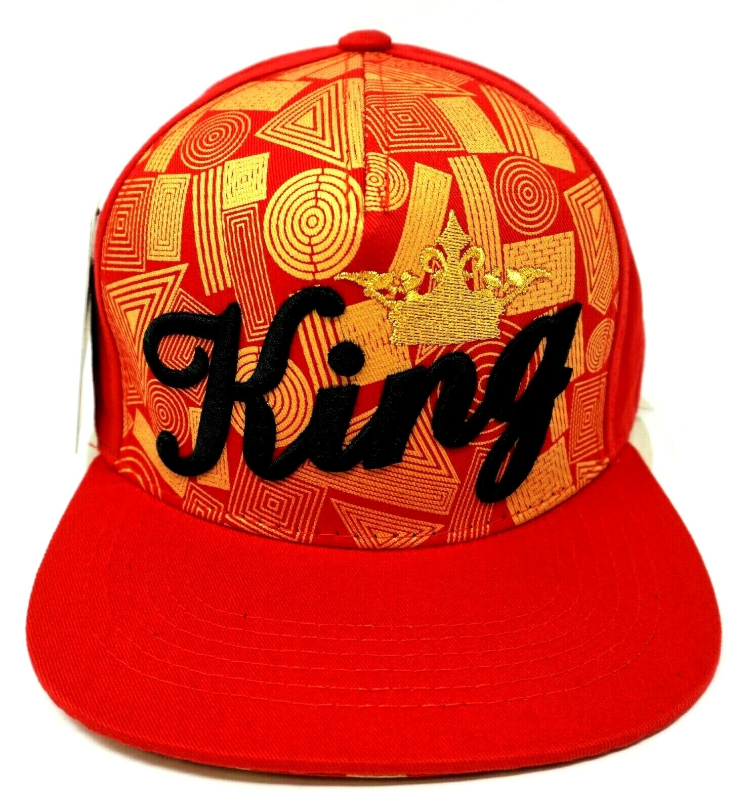 KING Snapback Cap Hat 100% Cotton Adult Men’s OSFM Red Gold New