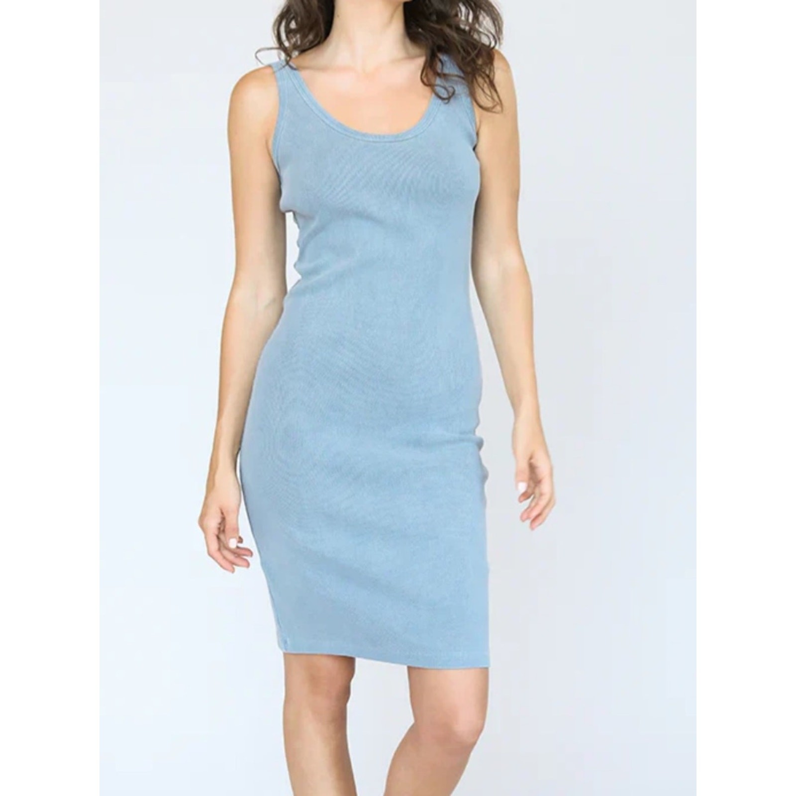 Perfect White Tee Blondie Dress in denim blue L