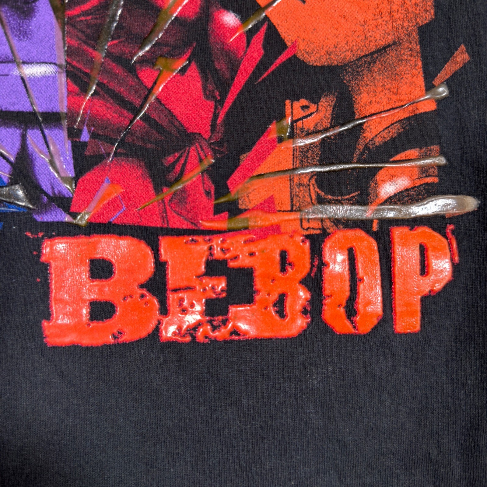 ODM Cowboy Bebop T Shirt Men Medium Black Anime Graphic Puff Print Sunrise Y2K