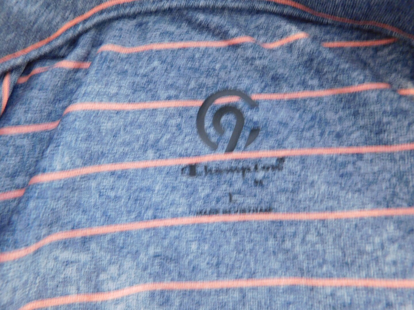 CHAMPION Men’s Charcoal Gray & Orange Striped Short Sleeved Polo Shirt Sz L