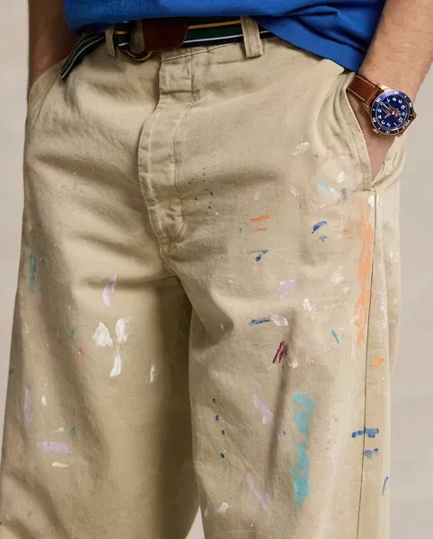 Ltd. Edition Polo Ralph Lauren Big Chino Hand Paint Splatter Khaki Work Pants 34
