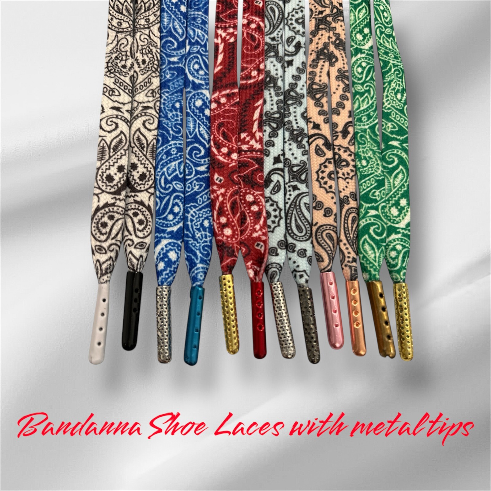 Stylish Strings: Bandanna Shoe Laces Pick your color. 18″- 72″ long