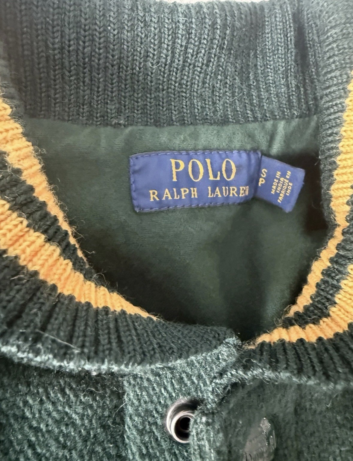 Polo Ralph Lauren Men’s RL Tigers Varsity Jacket Snap Front Green/Yellow S