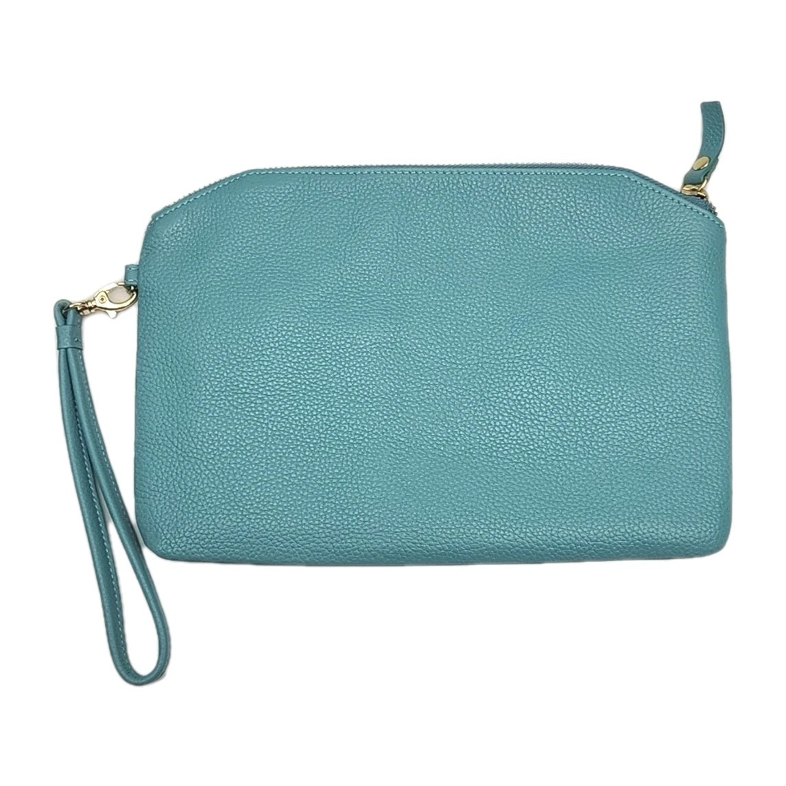 Lodis Wristlet Clutch Zip Wallet Pouch Organizer Blue Leather 9.75×6.75″ Purse