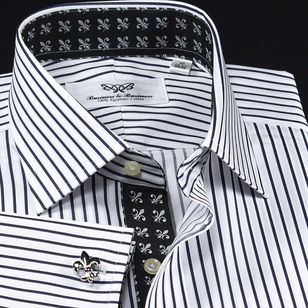 Black Stripe Formal Business With Black Fleur-de-lis Inner Lining Professional