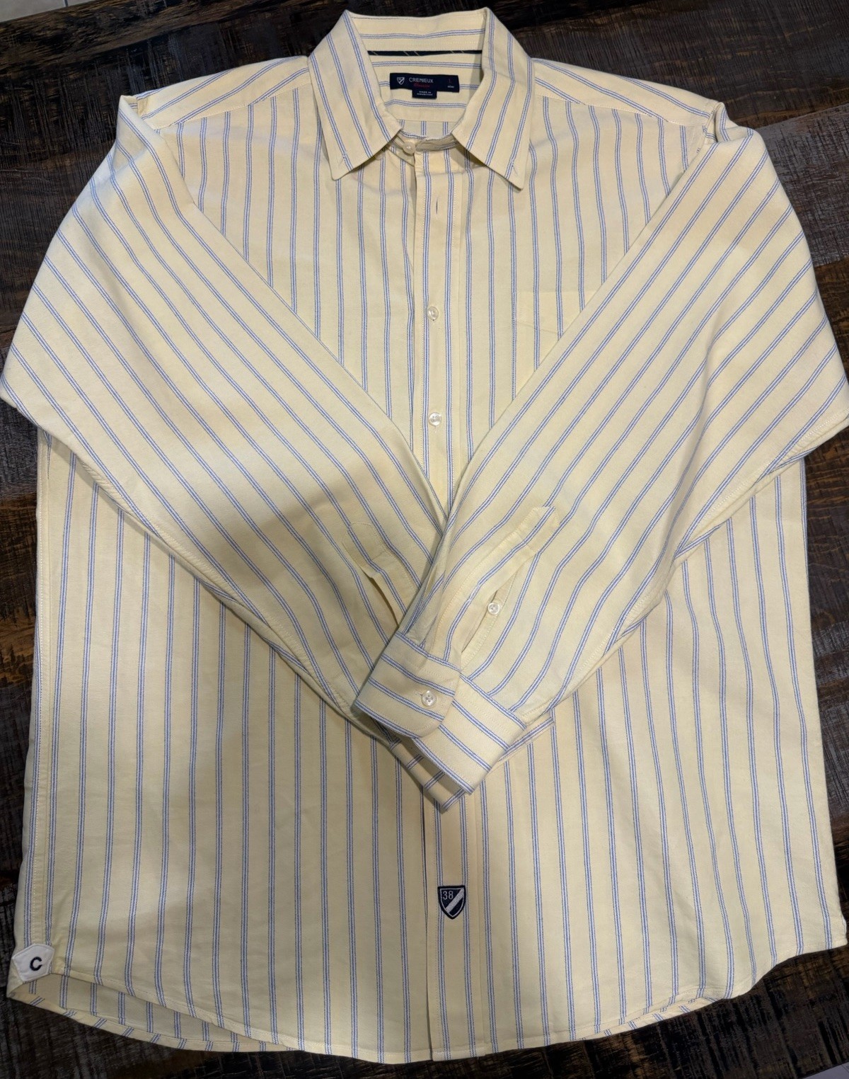 Cremieux Classics Shirt Men’s Button Up Long Sleeve Yellow Blue Large