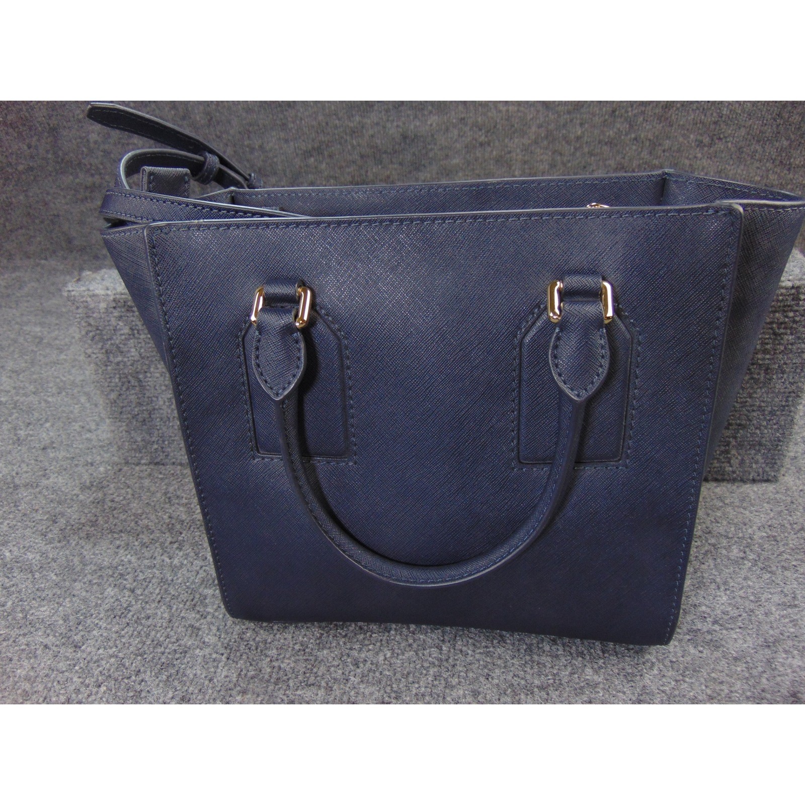 Michael Kors Savannah Satchel Navy Blue Saffiano Leather Crossbody 38F7GEYS2L