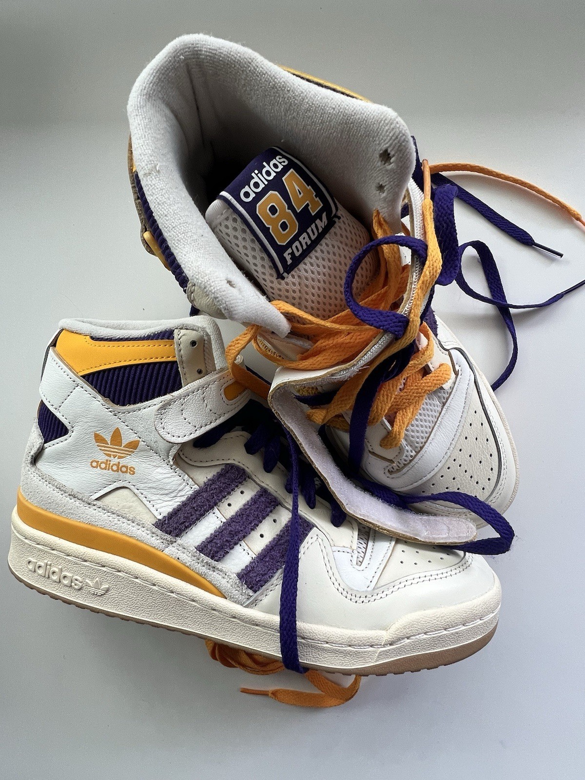 Adidas Forum 84 High Top ‘Lakers’ Purple/Yellow Sneakers Size Men’s 7US GX9054