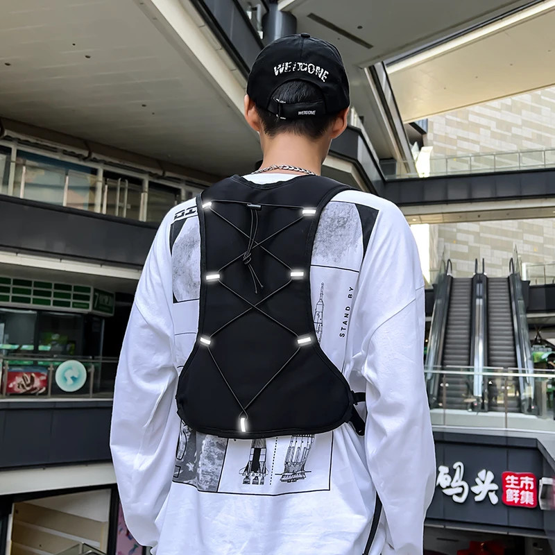 Reflective Design Chest Pack Outdoor Sports Tactical Vest Backpack Hip-hop Stree