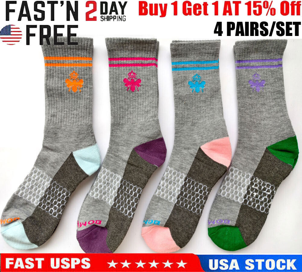 4 pairs BOMBAS Women’s Solid Honeycomb Calf Socks size Medium 8-10.5- 4 Colors