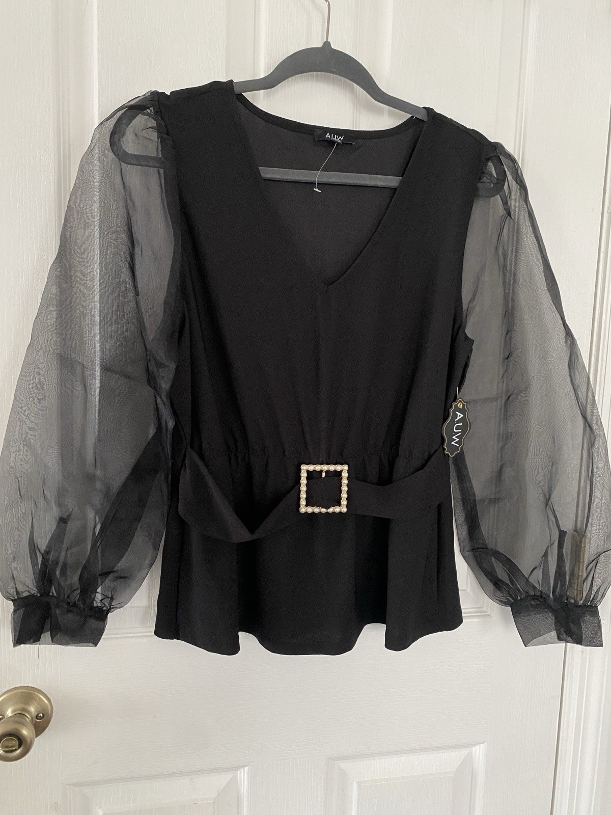 A.U.W Secret Charm Black Blouse Size L