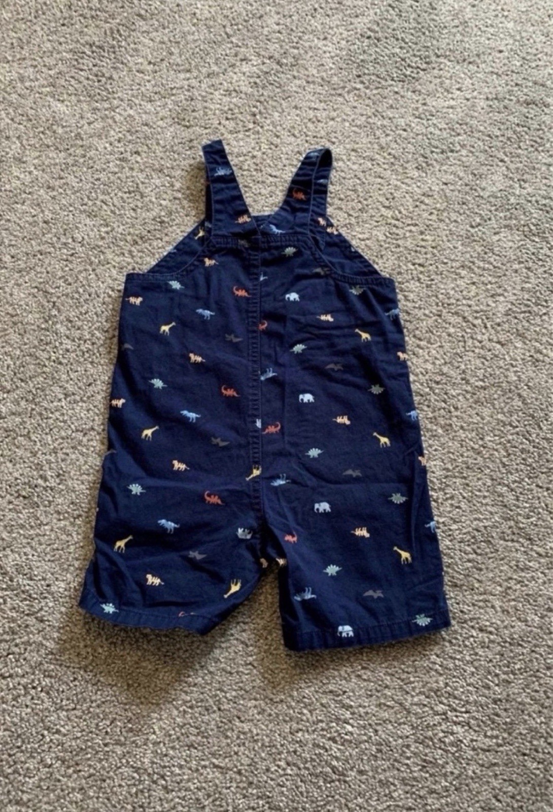 Carter’s 24M Navy Blue Dinosaur Print Cotton Sleeveless Overall One-Piece
