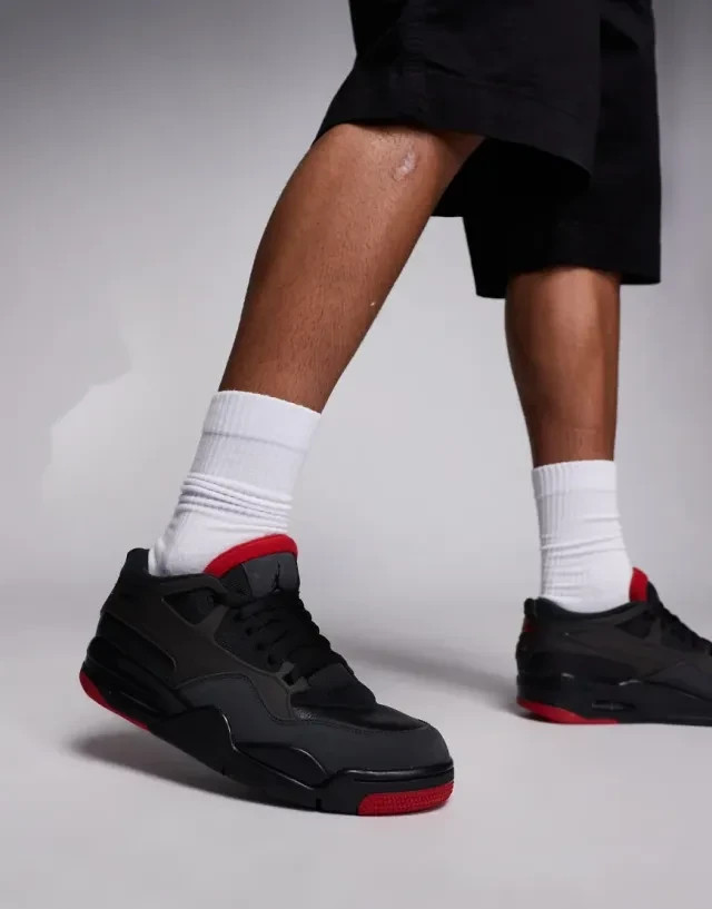 Nike Men’s Air Jordan 4 RM Bred Retro Black Red Sneakers FQ7939-060