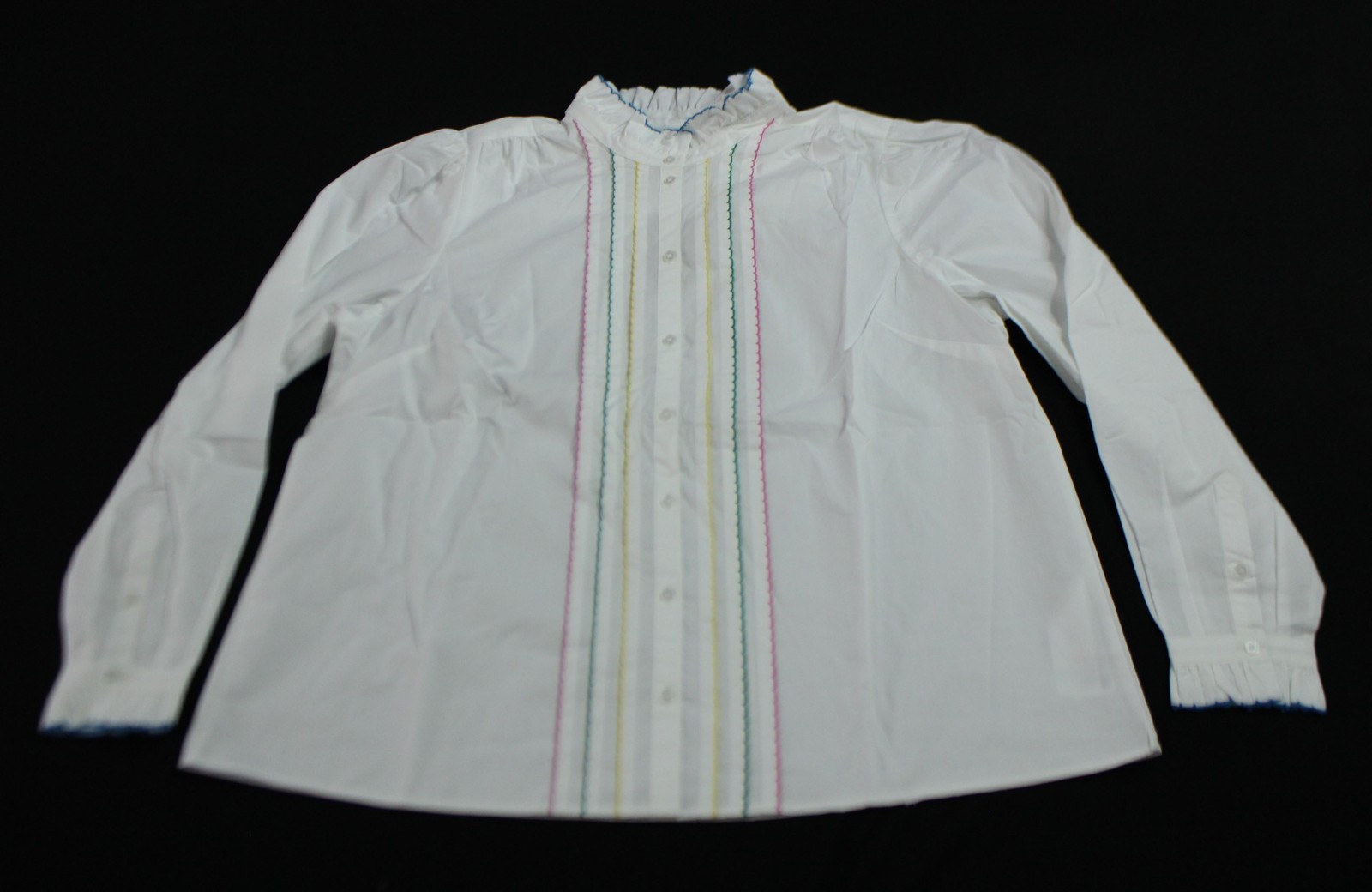 Boden Women’s Felicity Cotton Blouse CA4 White Multi Stitch Size US:16-18 UK:20