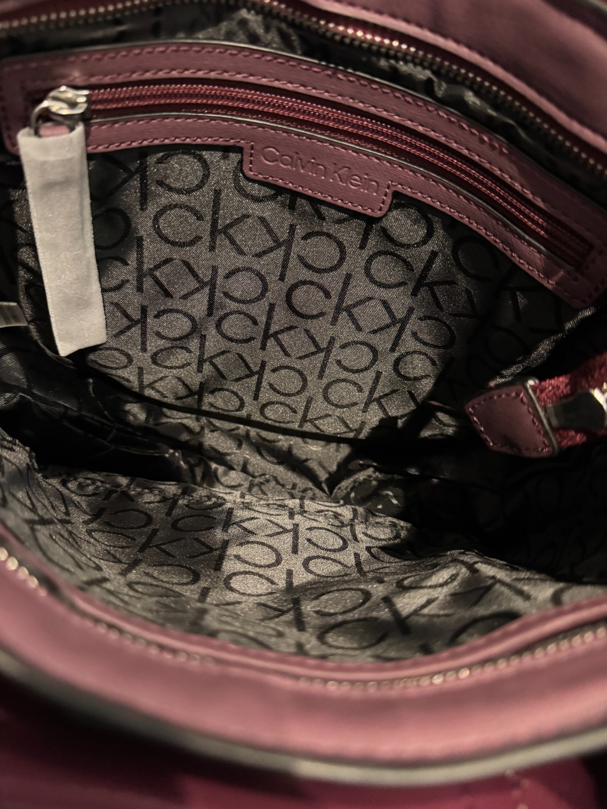 Calvin Klein Mille Monogram Satchel Bag Plum Purple Pink Convertible NWT MSRP
