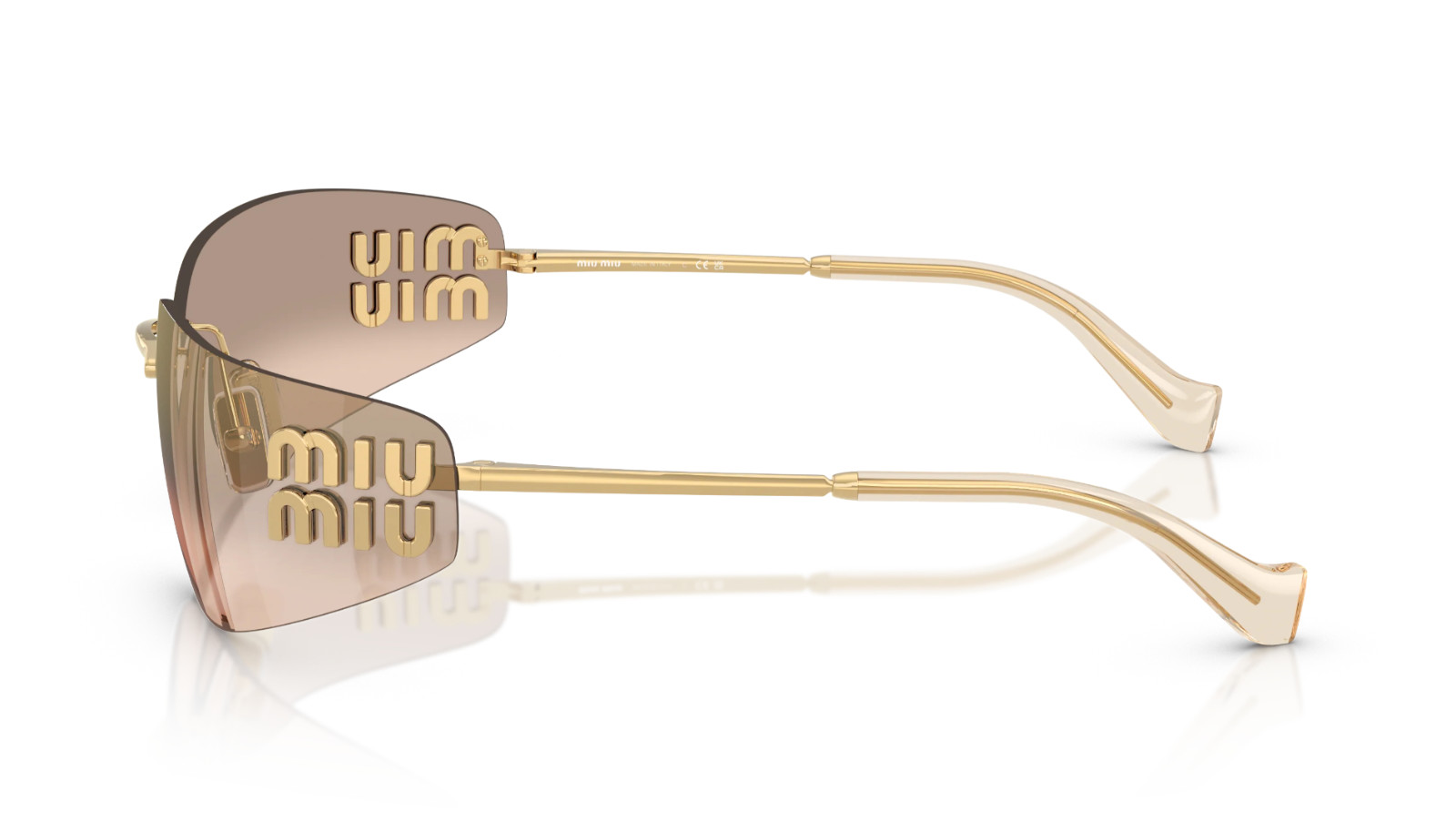 Miu Miu MU A51S 5AK20P Rectangle Sunglasses in Gold/Brown Lens (WITH PACKAGING)