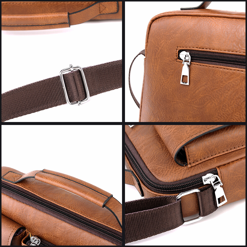 Men Messenger Bag Vintage Leather Briefcase Laptop Bag Satchel Shoulder Bag