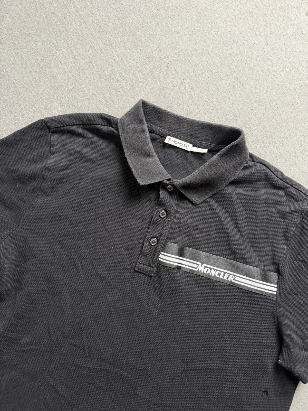 Moncler Shirt Mens Black Polo Spell Out Short Sleeve Luxury Casual Wear