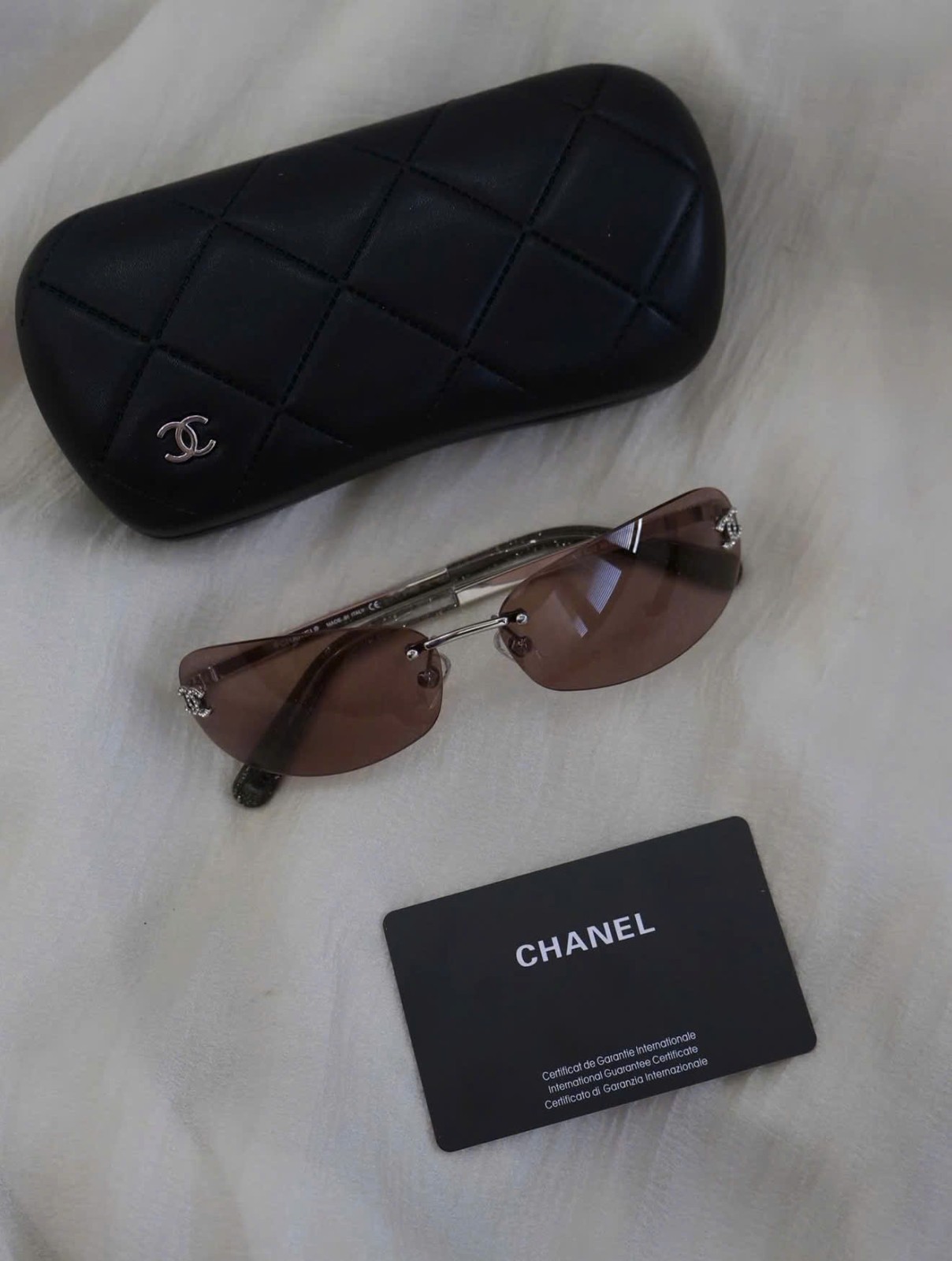 CHANEL A71560 Rimless Shield Sunglasses Brown Lens Women 68-16-145
