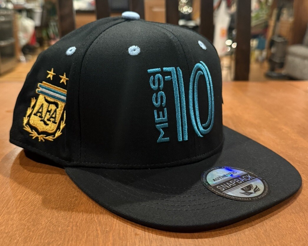 Lionel Messi Black SnapBack Baseball Cap Hat Gorra AFA Black Bill # 10 Argentina