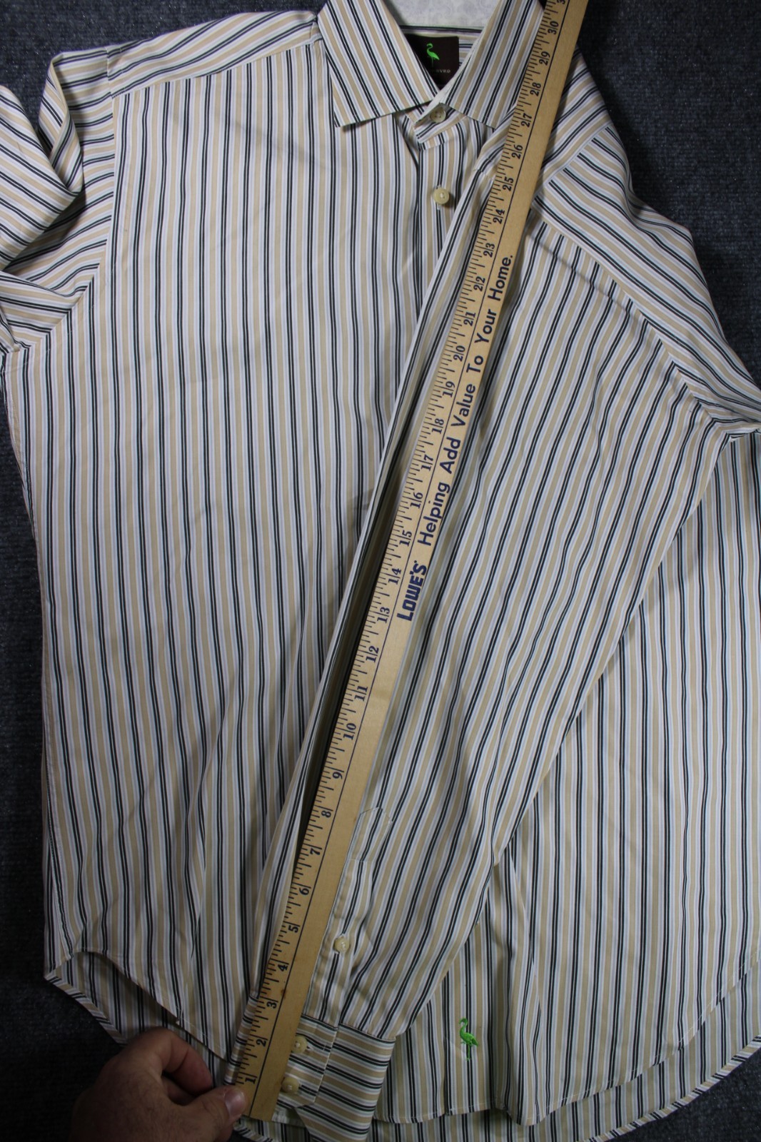 TailorByrd Men’s Medium White Striped 100% Cotton Button Down Shirt Lightweight