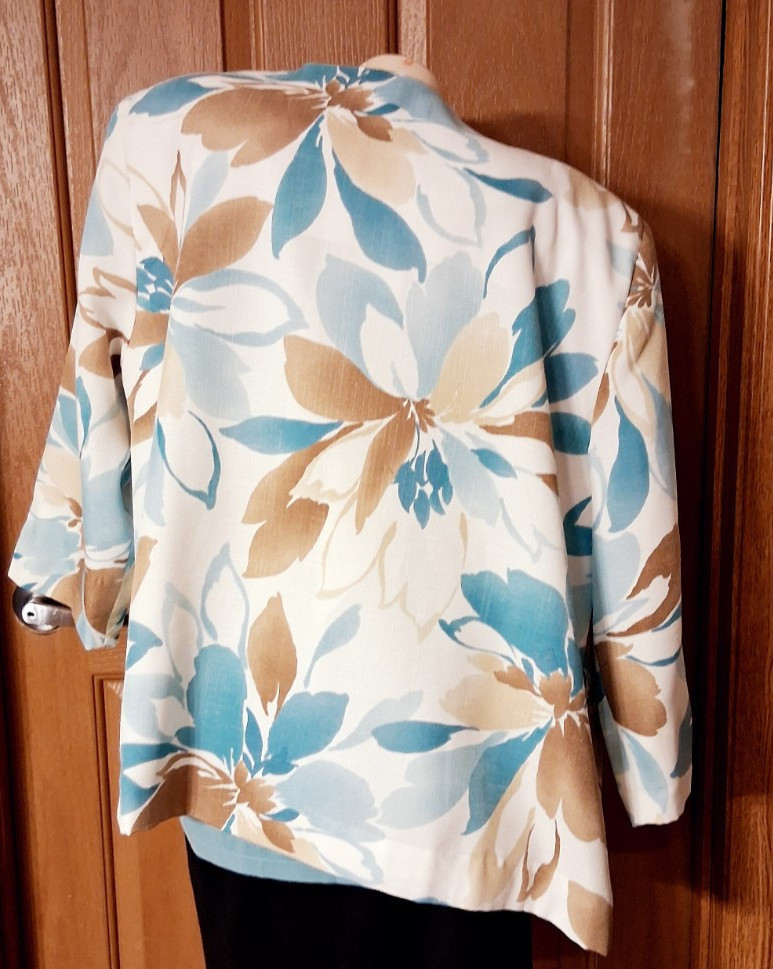 Alfred Dunner Woman Jacket Bracelet Sleeves Open Front Floral Plus 18W