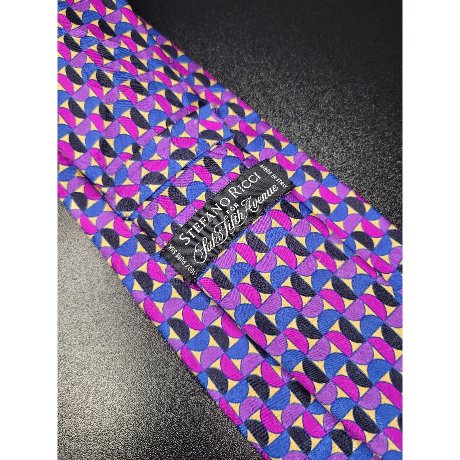 Stefano Ricci Men’s Necktie Purple Geometric Silk 3.75″ x 59″ Excellent