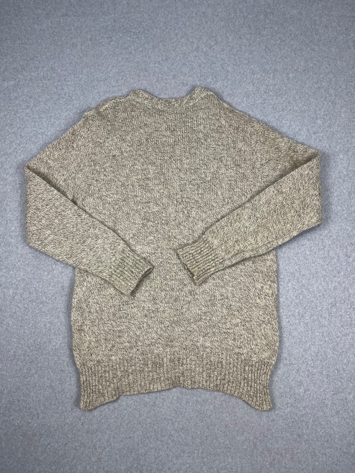 Vintage LL Bean Sweater Mens 2XL Tan Wool Fisherman 90s Crew Neck Pullover