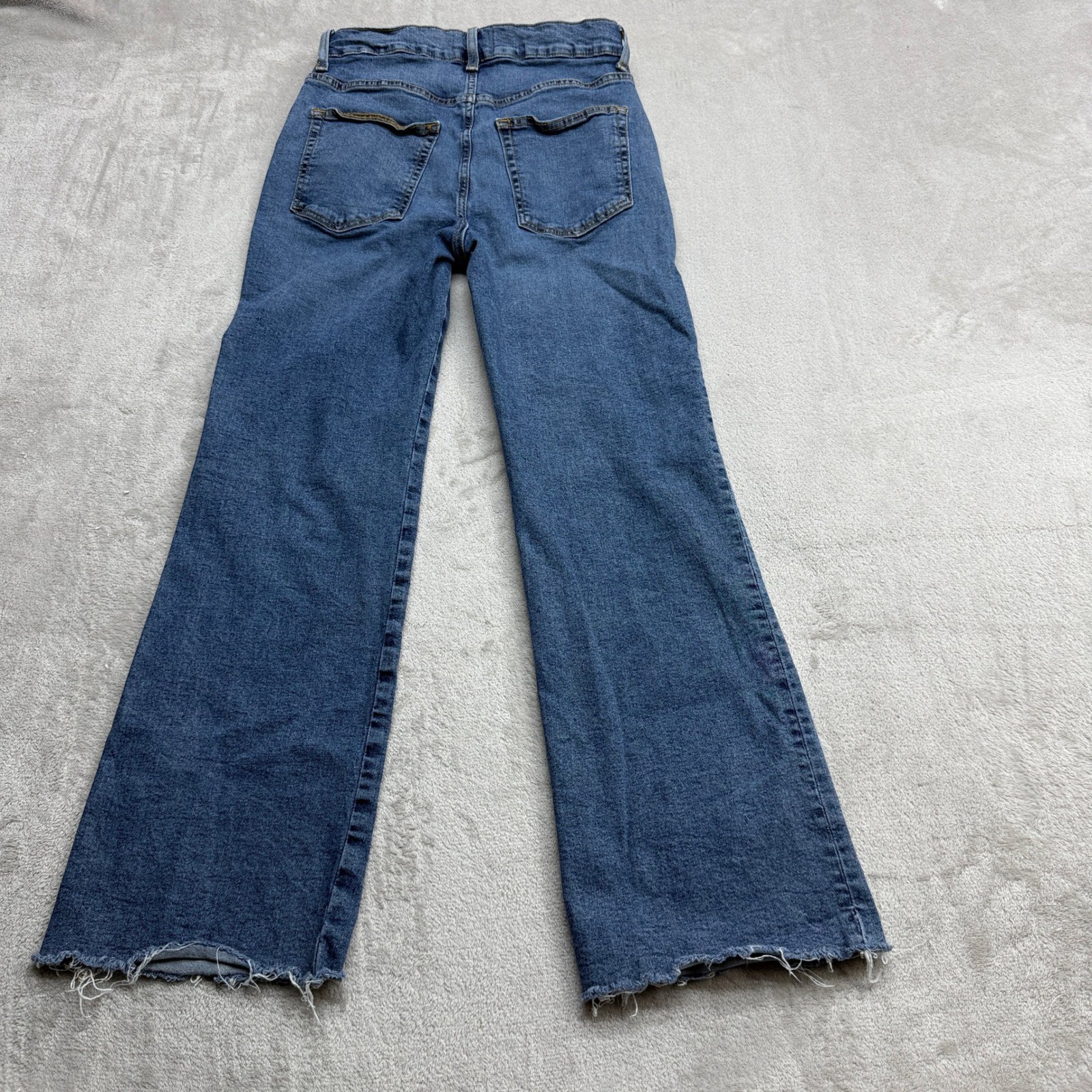 Etica Wide Leg Jeans Womens 26 Blue High Rise Raw Hem Retro 70s Flare Boho Denim