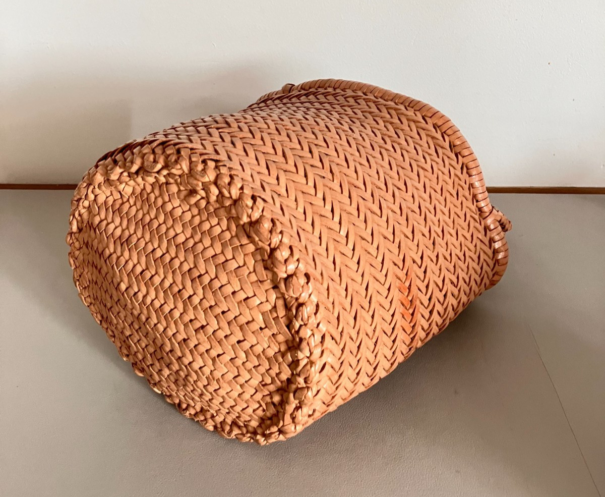 Dragon Diffusion Leather Mesh Totebag Handbag Brown Camel Near MINT
