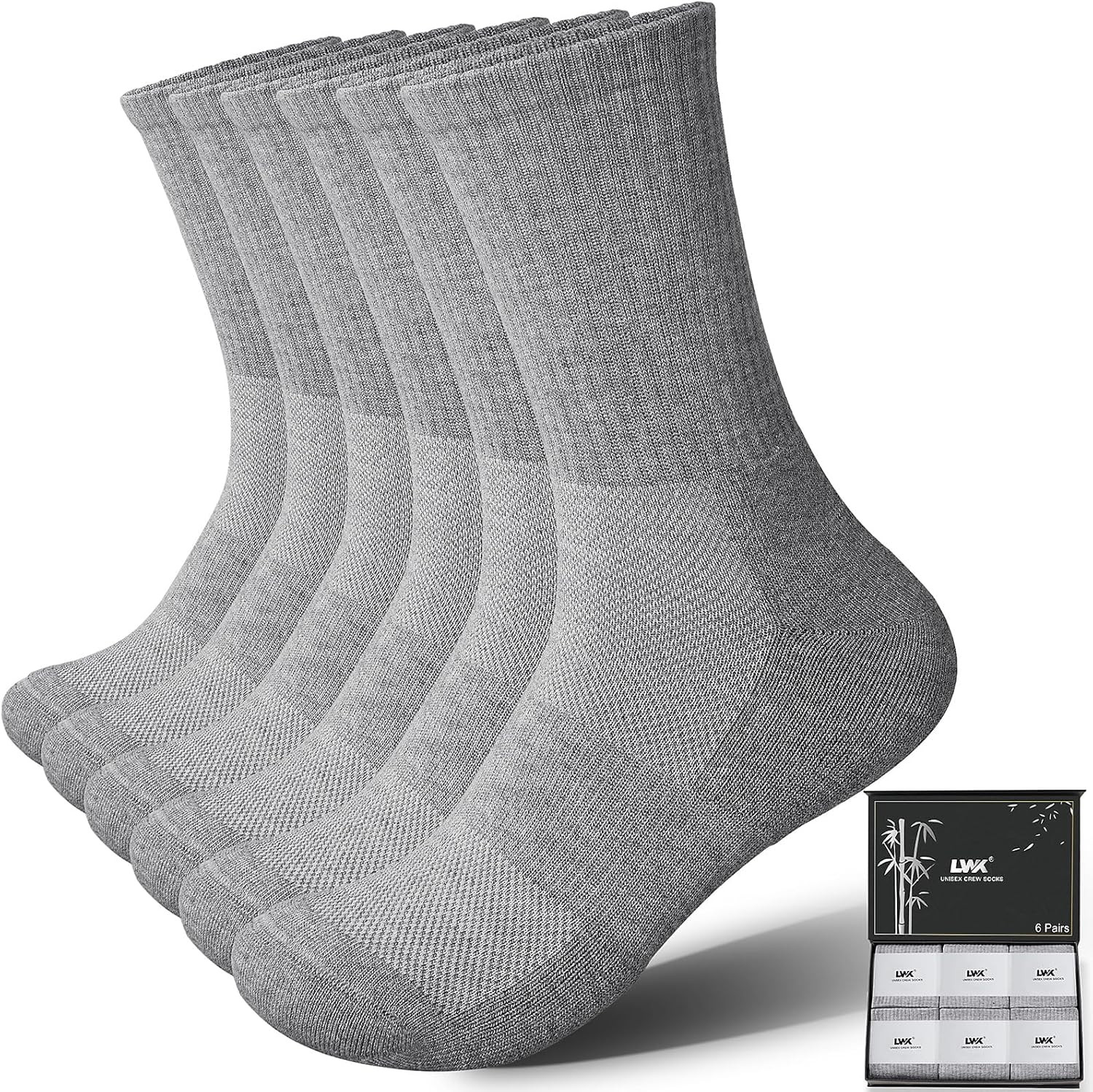 Men’S Bamboo Viscose Athletic Crew Socks, Thick Cushioned, Seamless Toe, Moistur