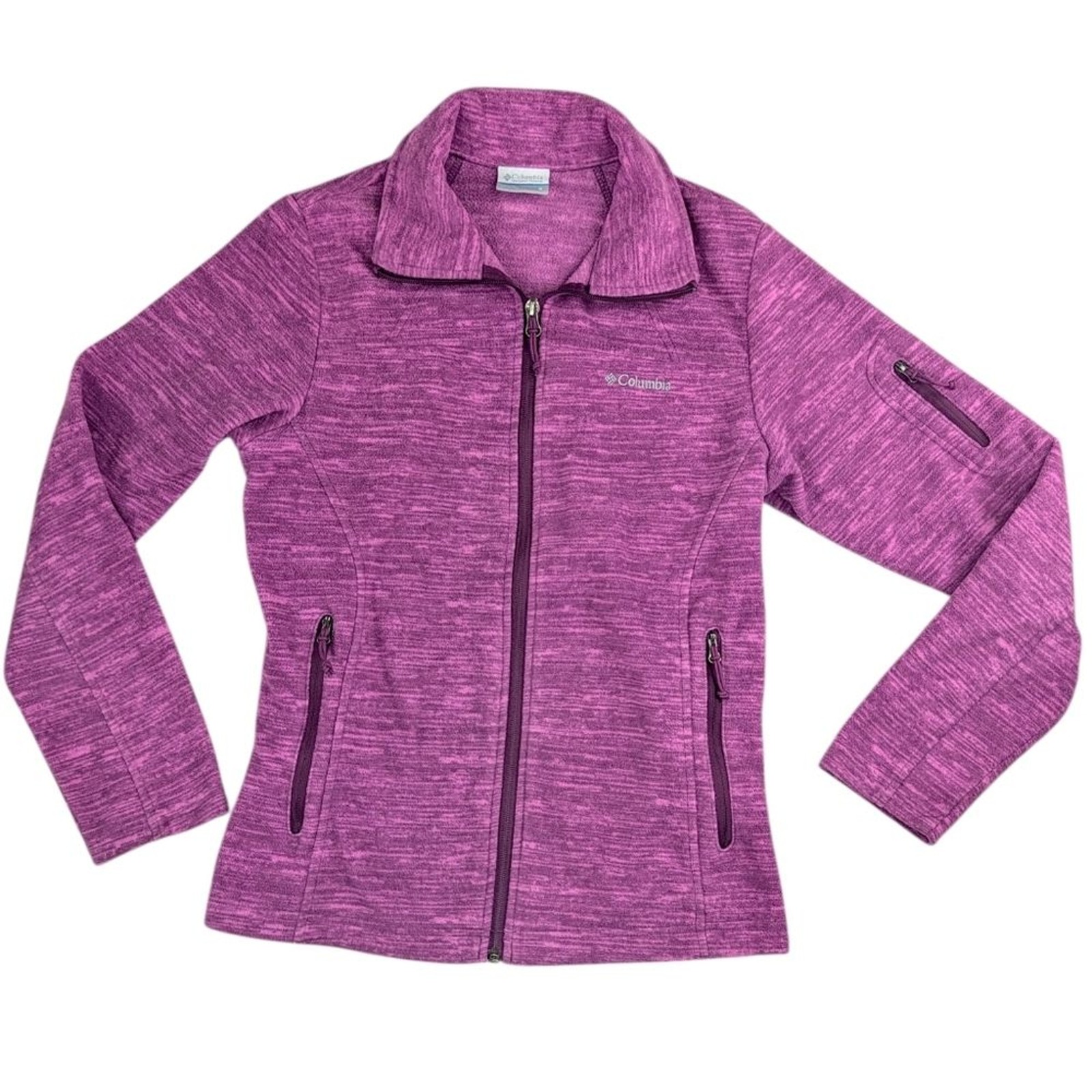 Columbia Women’s Fast Trek II Small Fleece Jacket Purple Pink Full Zip Pockets