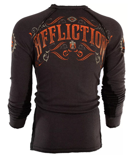 $68 AFFLICTION Reversible APACHE Long Sleeve Slim Fit Y2K Thermal T-shirt NWT
