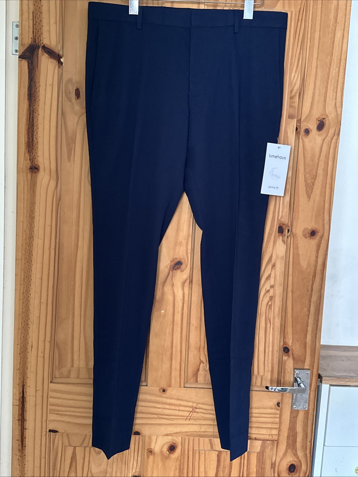 Limehaus Smart Trousers Mens Workwear Size W33 L29 Skinny Fit Navy Stretch Pant.