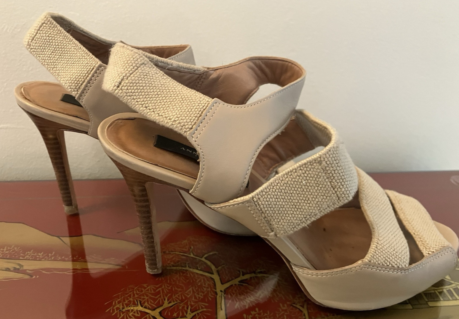 ANN TAYLOR shoes 7 stiletto Elastic Fabric & Leather