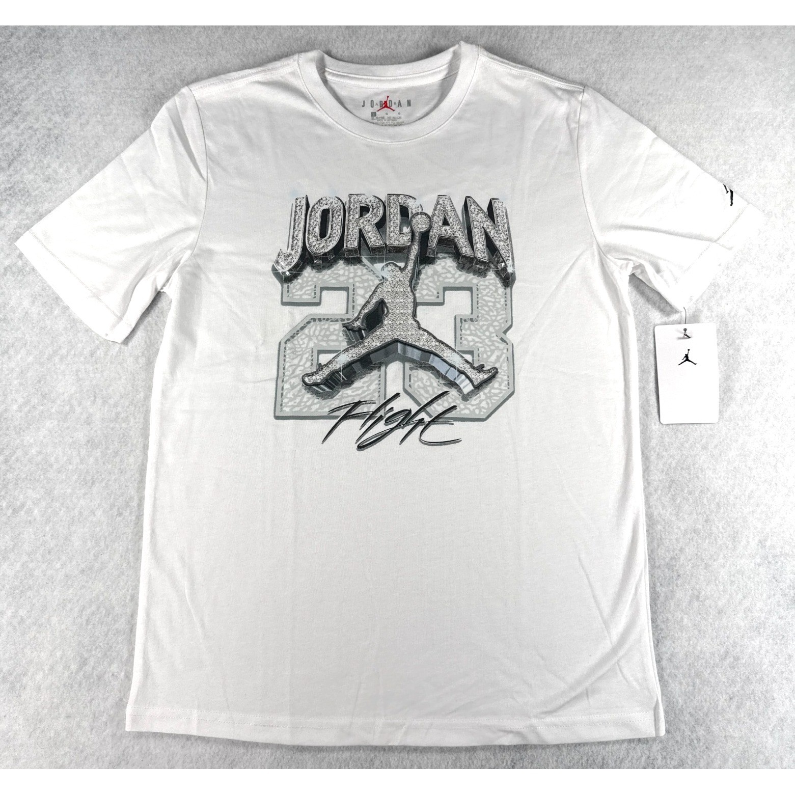 Jordan Flight 23 Jumpman Boys Large 12/13 Years White Graphic T Shirt NWT