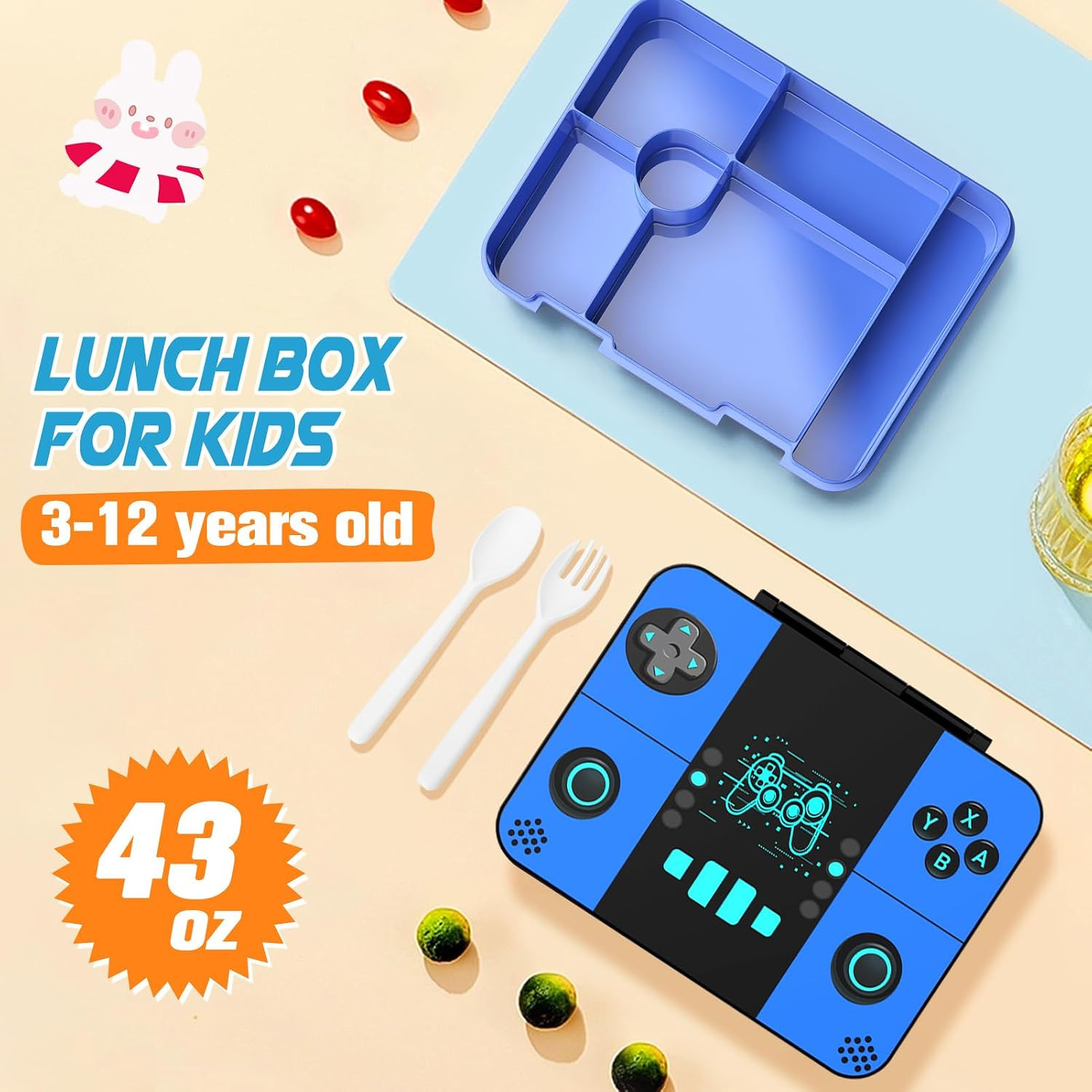 Backpack for Boys with Bento Lunch Box Set, Cool Luminous Gamer Boys Backpack Bo